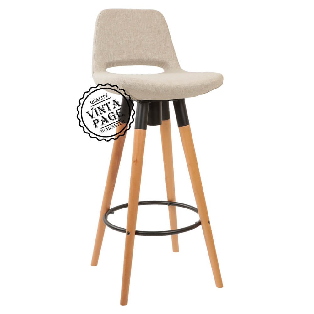 Retro 360 Swivel Bar Chair Natural - Linen