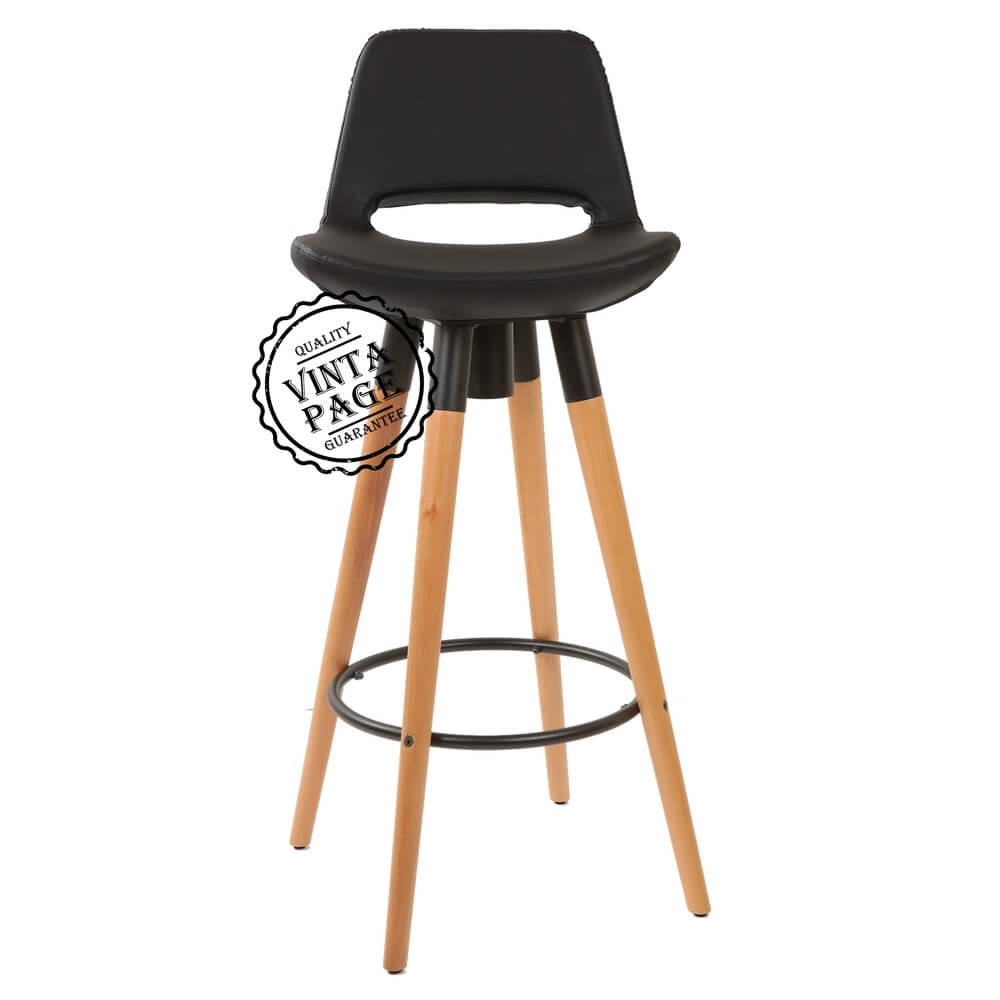 Retro 360 Swivel Bar Chair Natural - Black