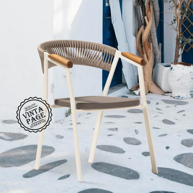 Udinese Garden Chair with Arms (Cream)