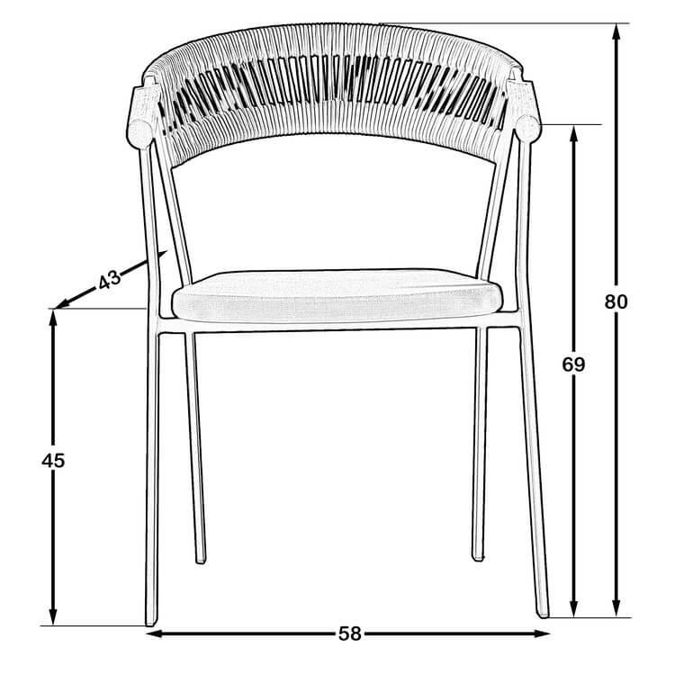 Udinese Garden Chair Cappucino with Arms